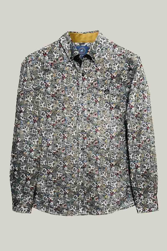 Herren Freizeithemd Modern Fit – Green Blumenmuster Baumwolle