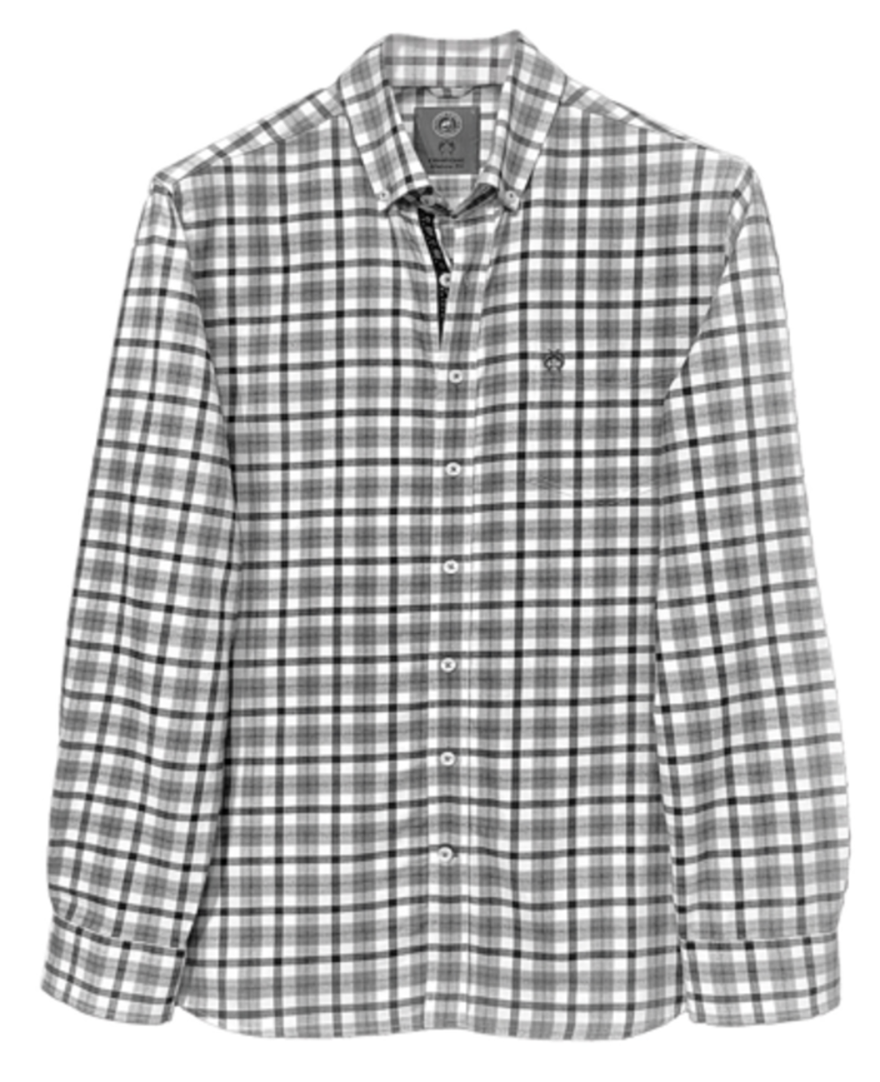 Men's Shirt Modern Fit – Checked Black Grey White 100% Cotton