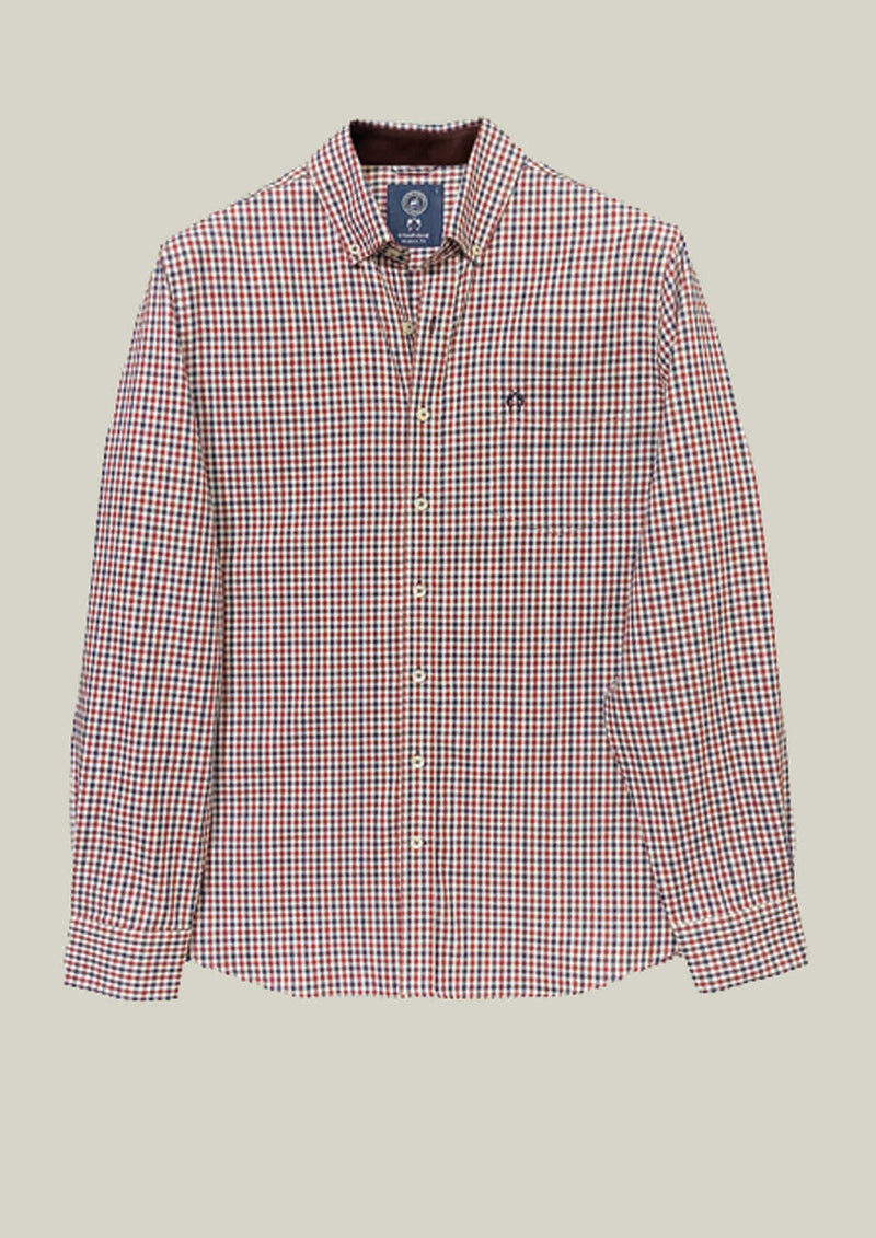 Men's Shirt Modern Fit – Checked Red Blue White 100% Cotton