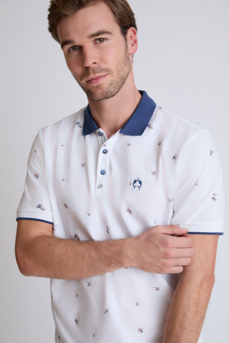 Polo-T-Shirt aus reiner Baumwolle mit Button-Down-Kragen – white combi 1 #Farbe_10011 white combi 1