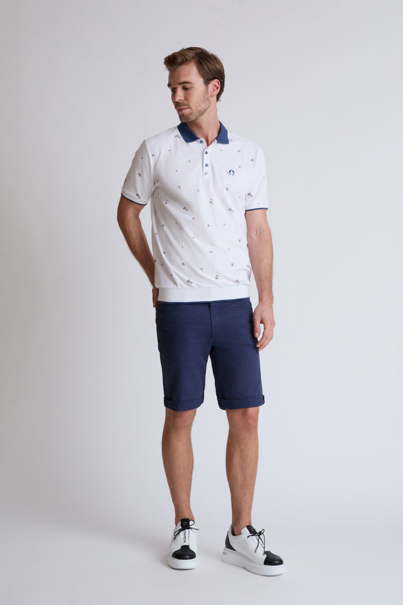 Polo-T-Shirt aus reiner Baumwolle mit Button-Down-Kragen – white combi 1 #Farbe_10011 white combi 1
