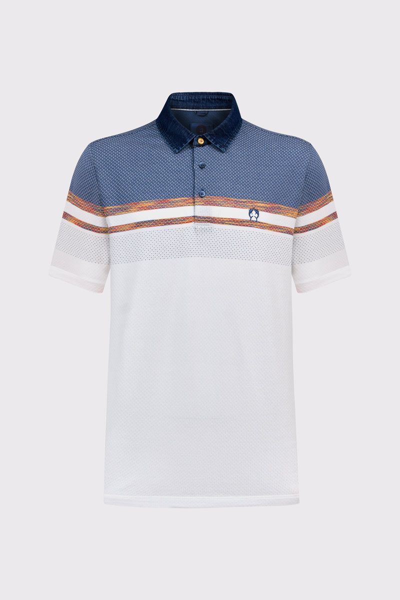 Pure cotton polo shirt with gradient design (short-sleeved)