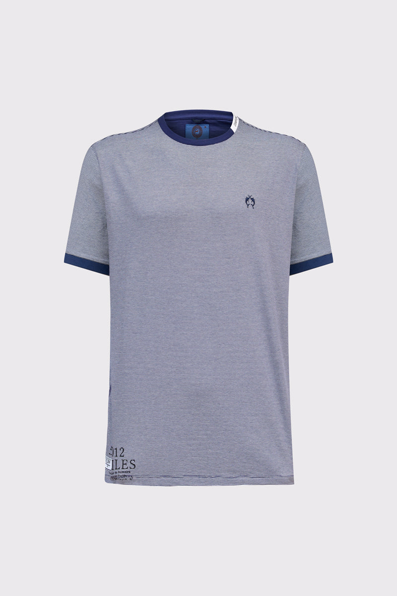 Baumwoll‑T‑Shirt mit feinem Streifenmuster (1/2 Arm)