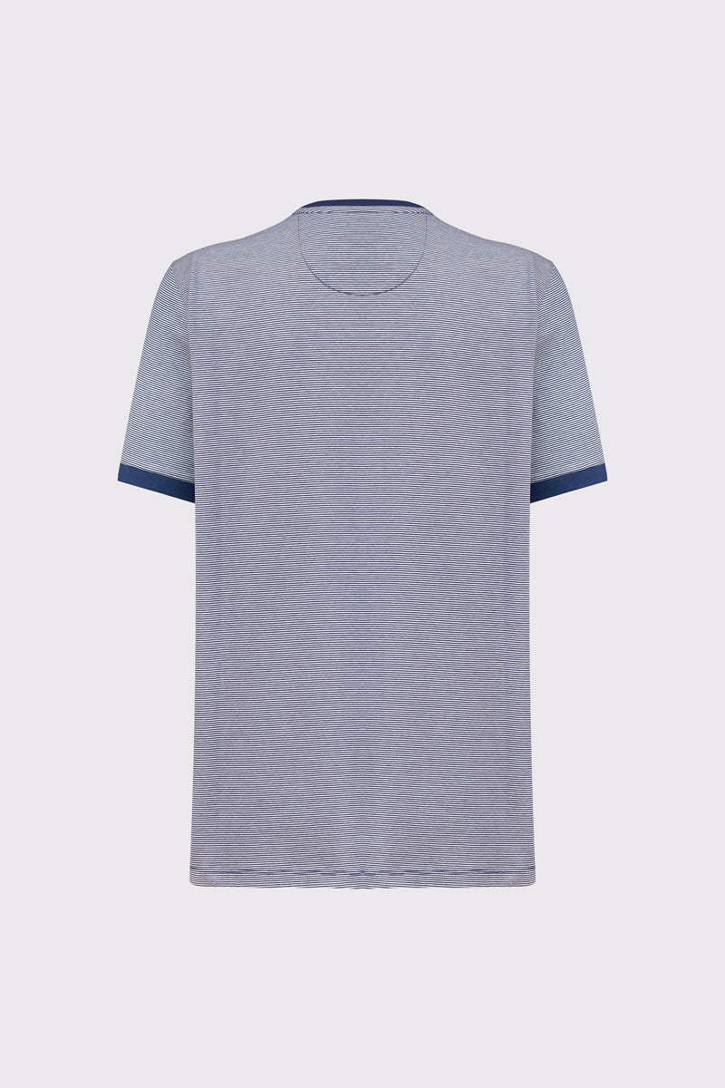 Baumwoll‑T‑Shirt mit feinem Streifenmuster (1/2 Arm)