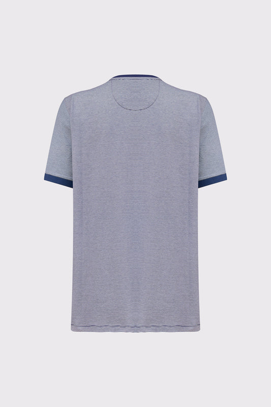 Cotton T-shirt with fine stripe pattern (1/2 sleeve)