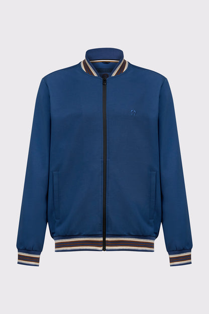 Sweat‑Jacke aus Baumwolle‑Polyester‑Mix mit Stehkragen (1/1 Arm)
