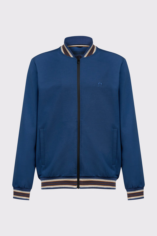 Sweat‑Jacke aus Baumwolle‑Polyester‑Mix mit Stehkragen (1/1 Arm)