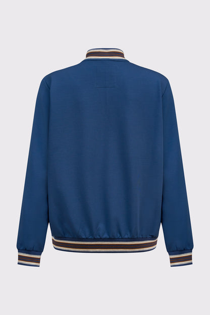 Sweat‑Jacke aus Baumwolle‑Polyester‑Mix mit Stehkragen (1/1 Arm)