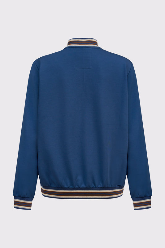 Sweatshirt jacket in cotton-polyester blend with stand-up collar (long-sleeved)