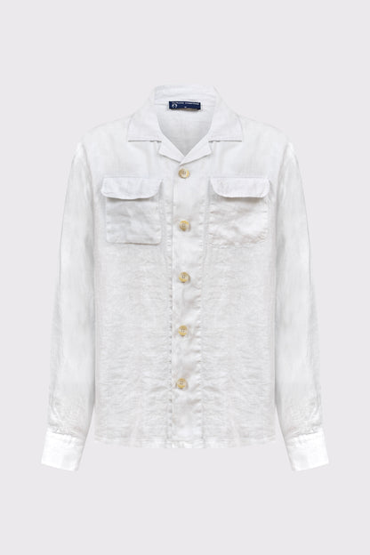Overshirt aus reinem Leinen mit Knopfleiste und Brusttaschen