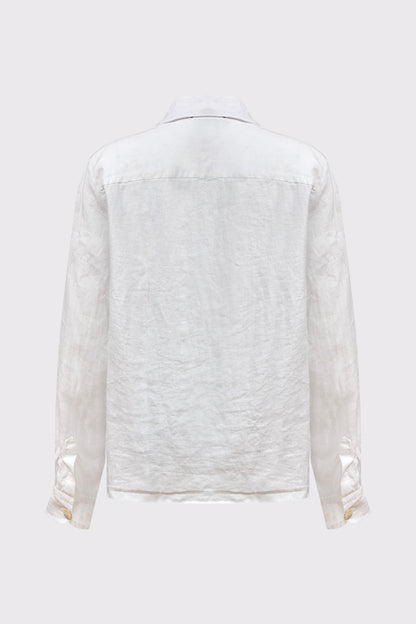Overshirt aus reinem Leinen mit Knopfleiste und Brusttaschen