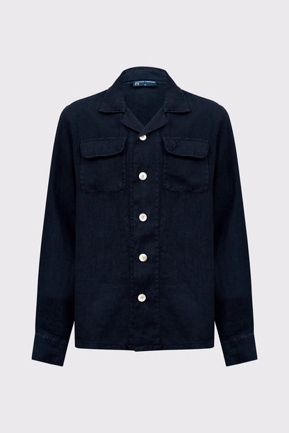 Overshirt aus reinem Leinen mit Knopfleiste und Brusttaschen