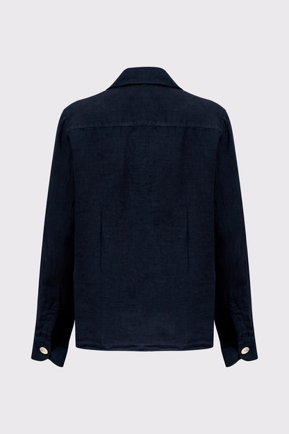 Overshirt aus reinem Leinen mit Knopfleiste und Brusttaschen