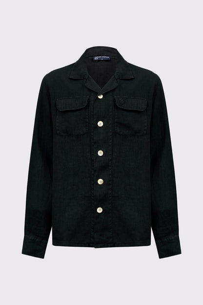 Overshirt aus reinem Leinen mit Knopfleiste und Brusttaschen