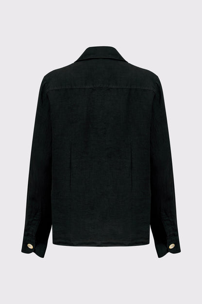 Overshirt aus reinem Leinen mit Knopfleiste und Brusttaschen