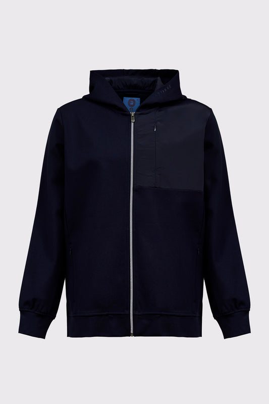 Hoodie‑Sweat‑Jacke aus Rayon‑Polyamid‑Lycra‑Mix mit Zipper