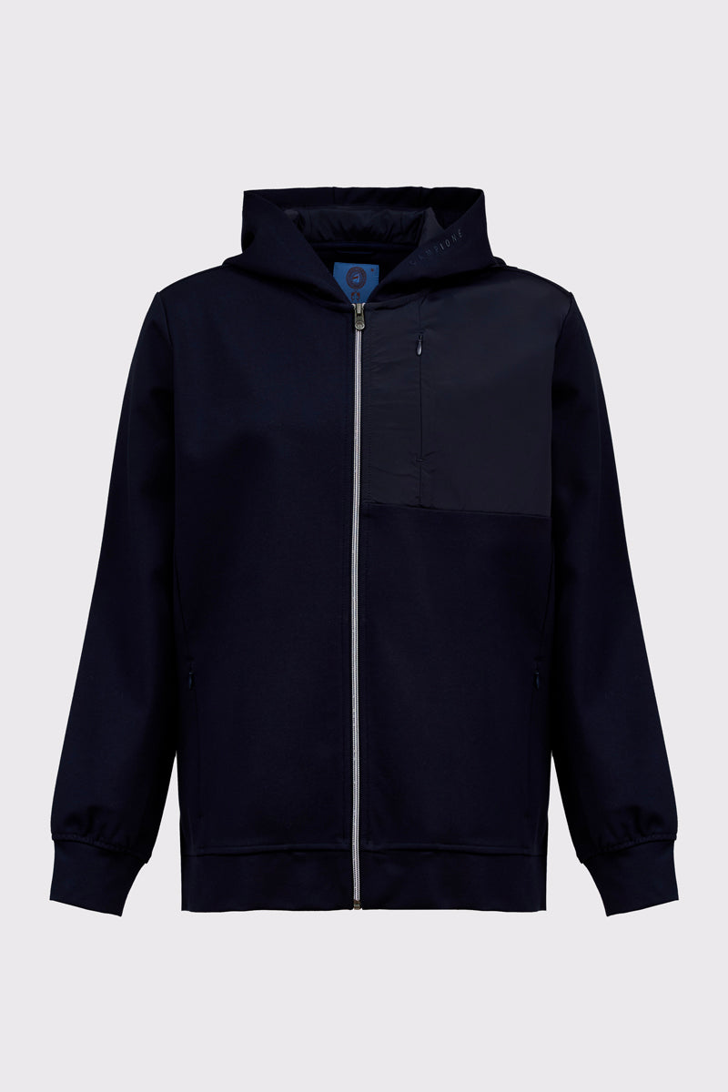 Hoodie‑Sweat‑Jacke aus Rayon‑Polyamid‑Lycra‑Mix mit Zipper – navy #Farbe_85400 navy