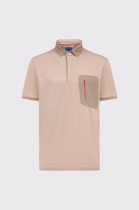 Polo‑Shirt aus Modal‑Baumwolle‑Polyester‑Mix mit Brusttasche (1/2 Arm)
