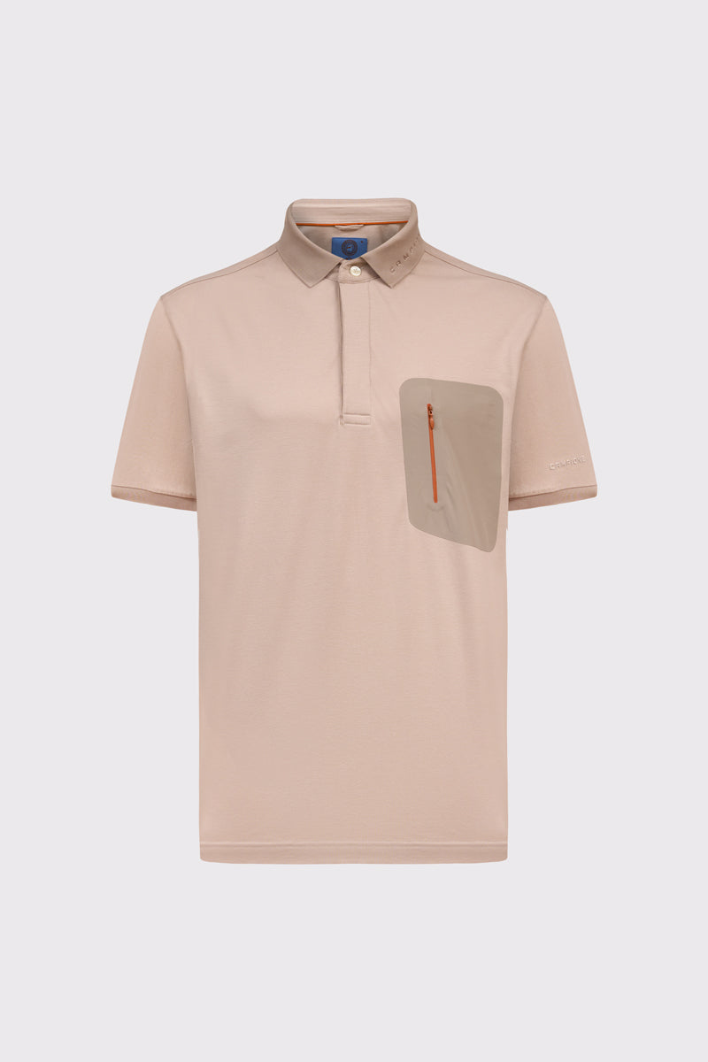 Polo-Shirt aus Modal-Baumwolle-Polyester-Mix mit Brusttasche – sand #Farbe_40900 sand