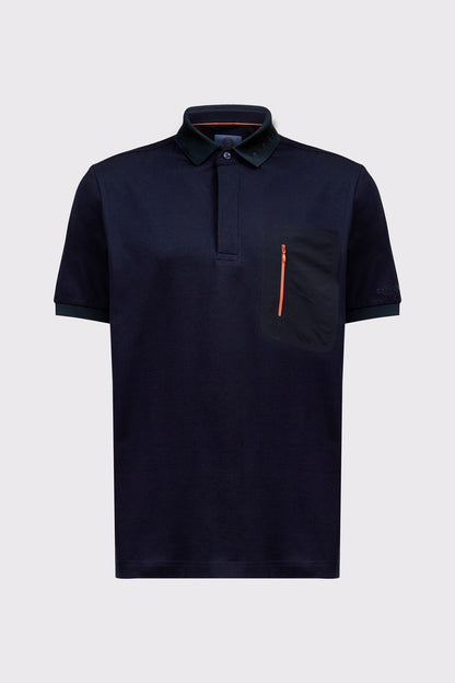 Polo‑Shirt aus Modal‑Baumwolle‑Polyester‑Mix mit Brusttasche (1/2 Arm)