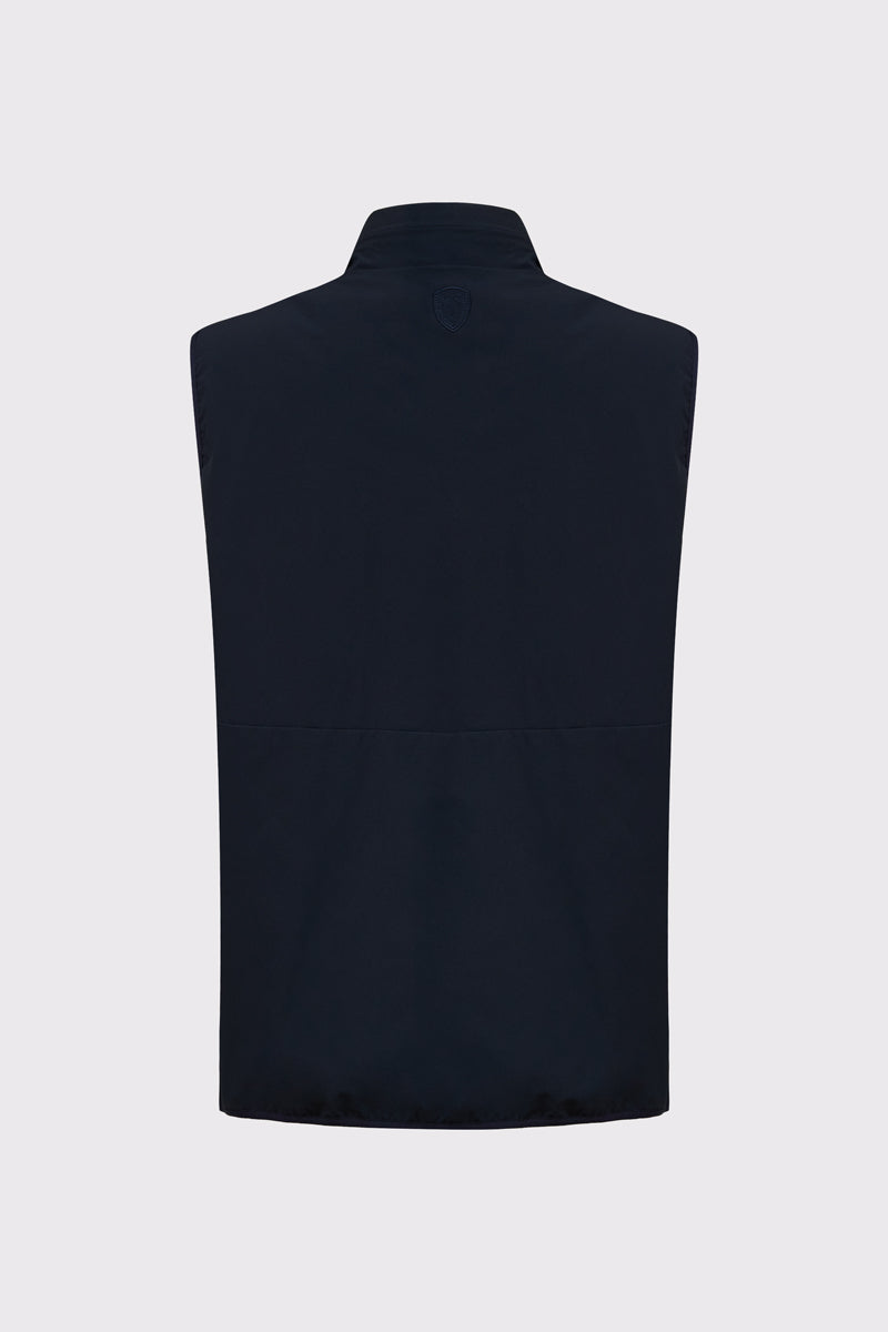Bodywarmer aus Polyester‑Elasthan‑Mix mit Stehkragen‑Zipper