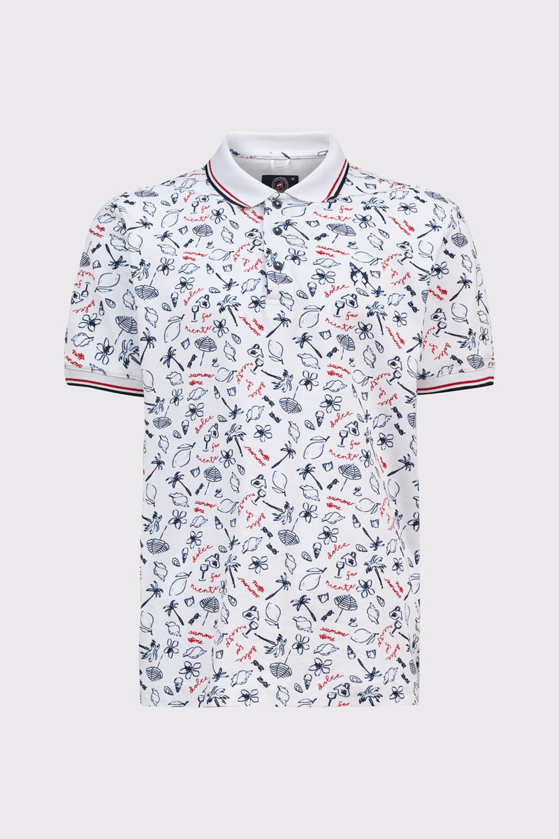 Polo shirt with nautical all-over print