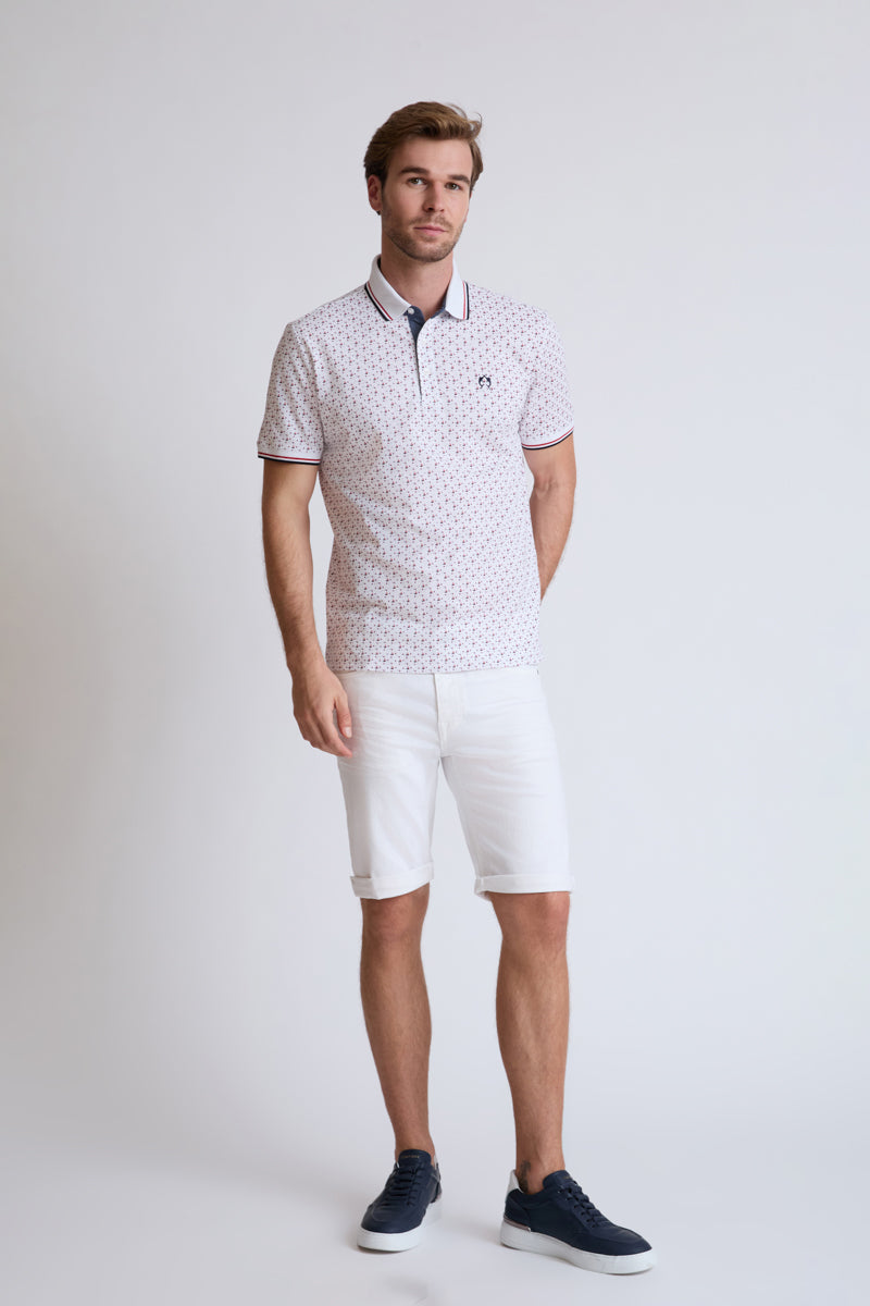 Claudio Campione Cotton Polo with Maritime All-Over Print