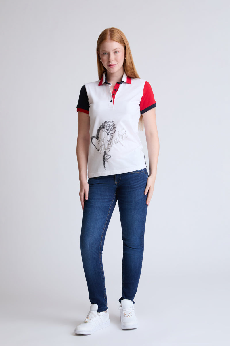 Polo-Shirt aus Baumwolle mit elastischem Anteil