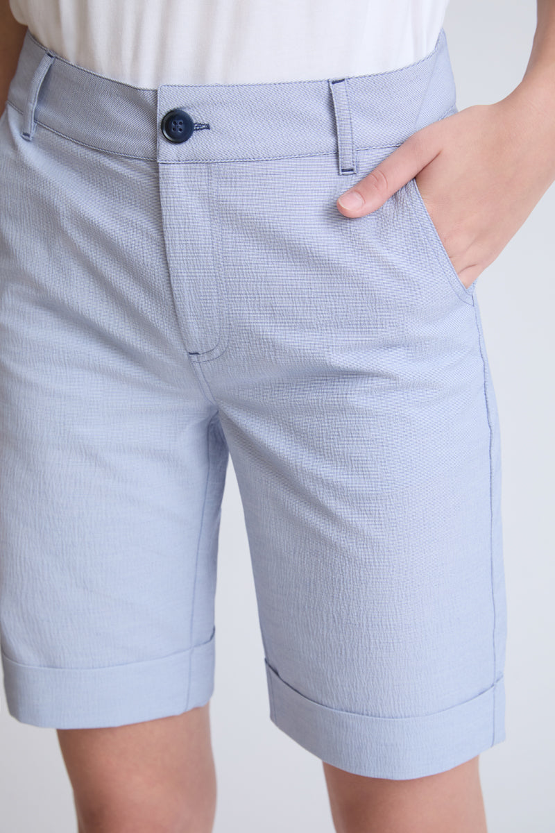 Cotton-polyester Bermuda shorts with elasticated waist