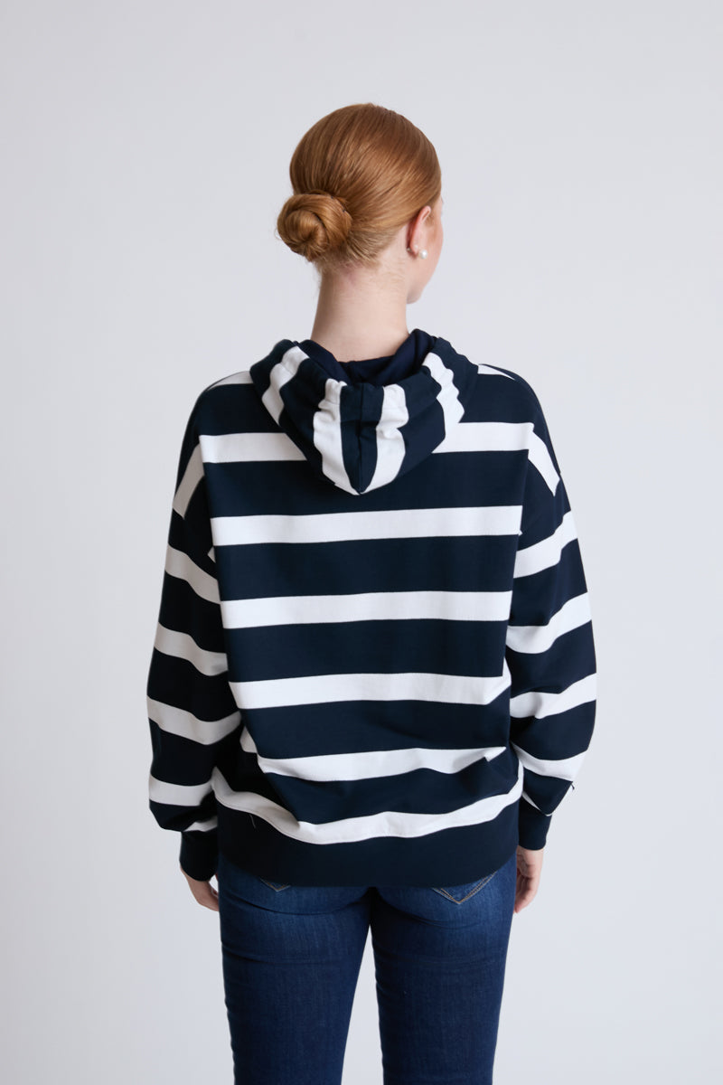 Gestreiftes Kapuzen-Sweatshirt aus 100 % Baumwolle