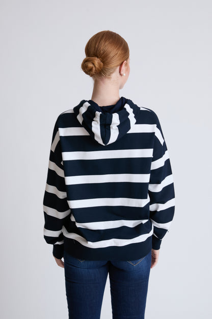 Gestreiftes Kapuzen-Sweatshirt aus 100 % Baumwolle