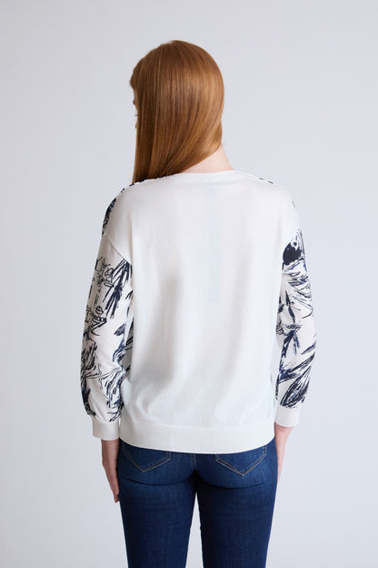 Elegant V-neck sweater in a viscose-polyamide blend