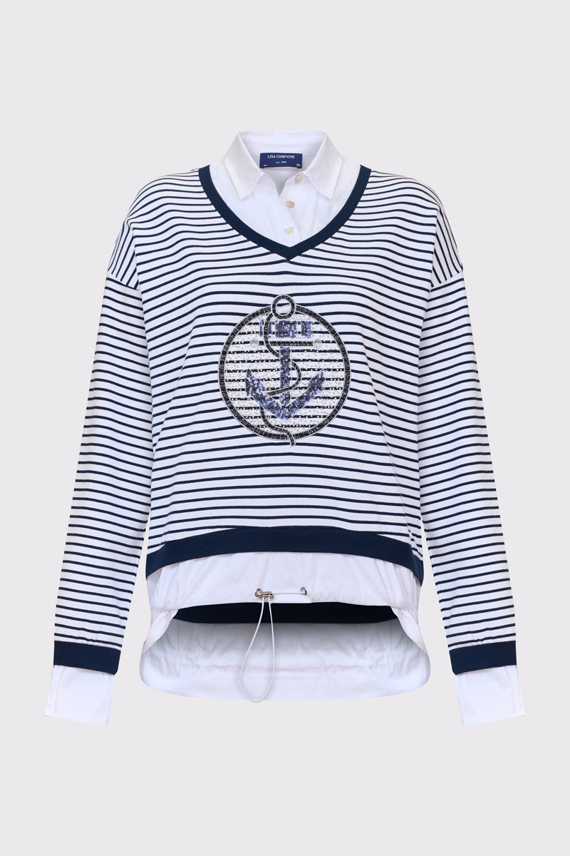 Stand-up collar sweatshirt in cotton-modal blend (long sleeve)
