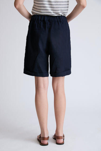 Bermuda-Shorts aus 100 % Leinen mit Umschlagsaum