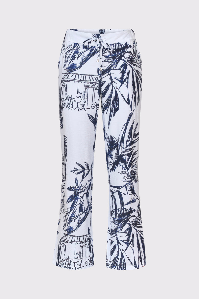 Jersey trousers in a viscose blend with a print and wide leg