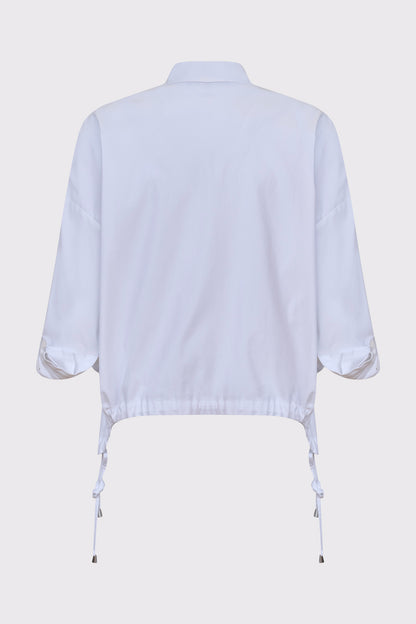 Bluse aus Baumwolle-Lycra mit Print-Details und Tunnelzugsaum (1/1 Arm)