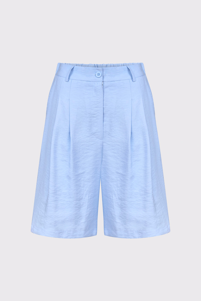 Bermuda shorts in modal-polyester blend with wide leg