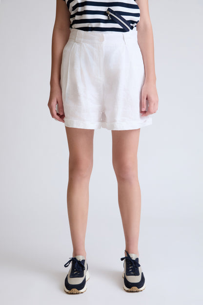 Bermuda shorts with elastane and turn-up hem