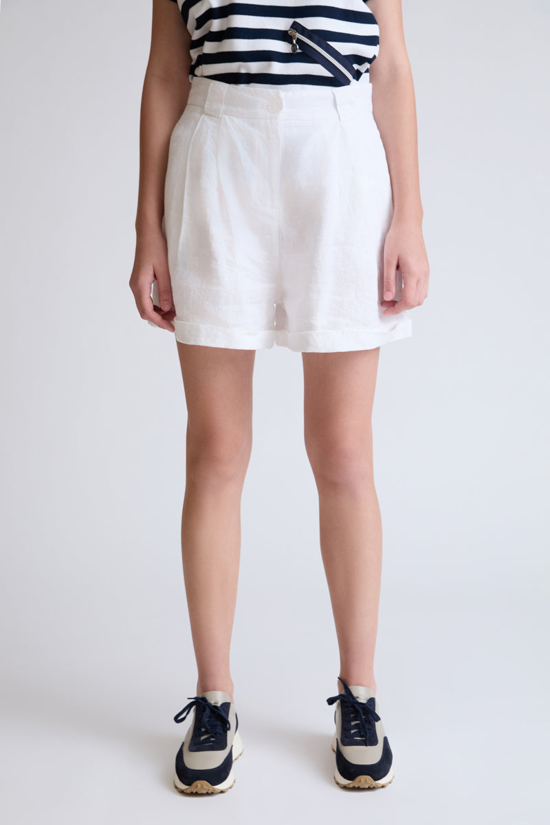 Bermuda shorts with elastane and turn-up hem