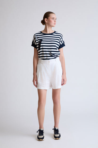 Bermuda shorts with elastane and turn-up hem