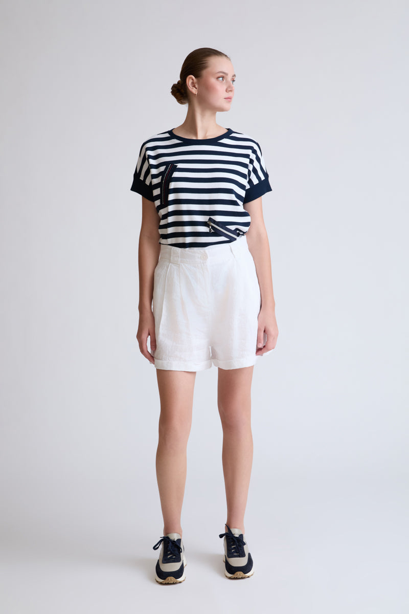 Bermuda-Shorts mit Elasthan-Anteil und umgeschlagenem Saum