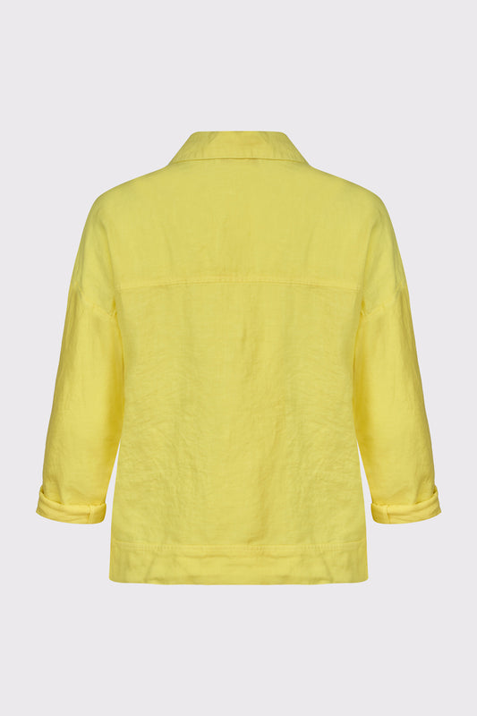 Jacke aus reinem Leinen mit Lochstickerei und Brusttaschen (1/1 Arm)