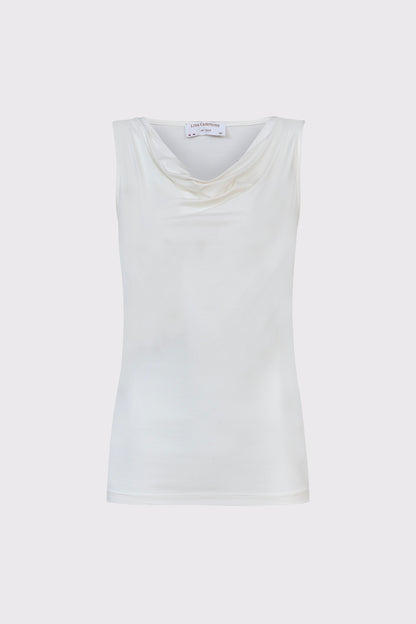 Viscose-elastane top with a waterfall neckline