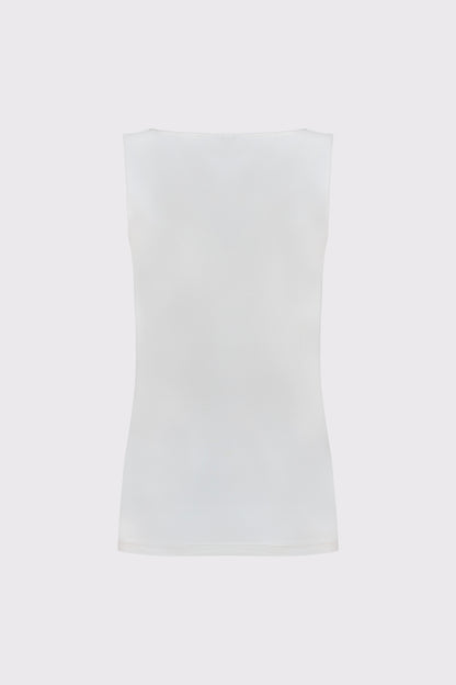 Viscose-elastane top with a waterfall neckline