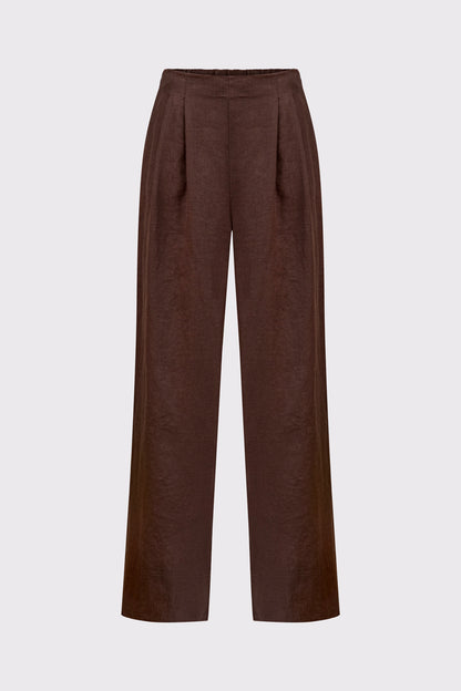 Hose aus reinem Leinen mit weitem Bein und Bundfalten (DOB Pants)