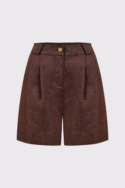 Shorts aus reinem Leinen mit Bundfalten