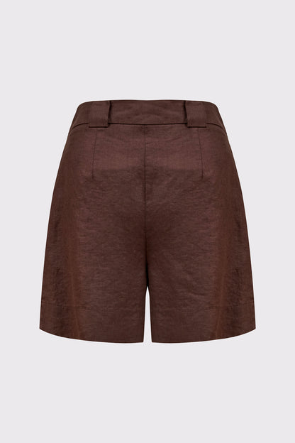 Shorts aus reinem Leinen mit Bundfalten