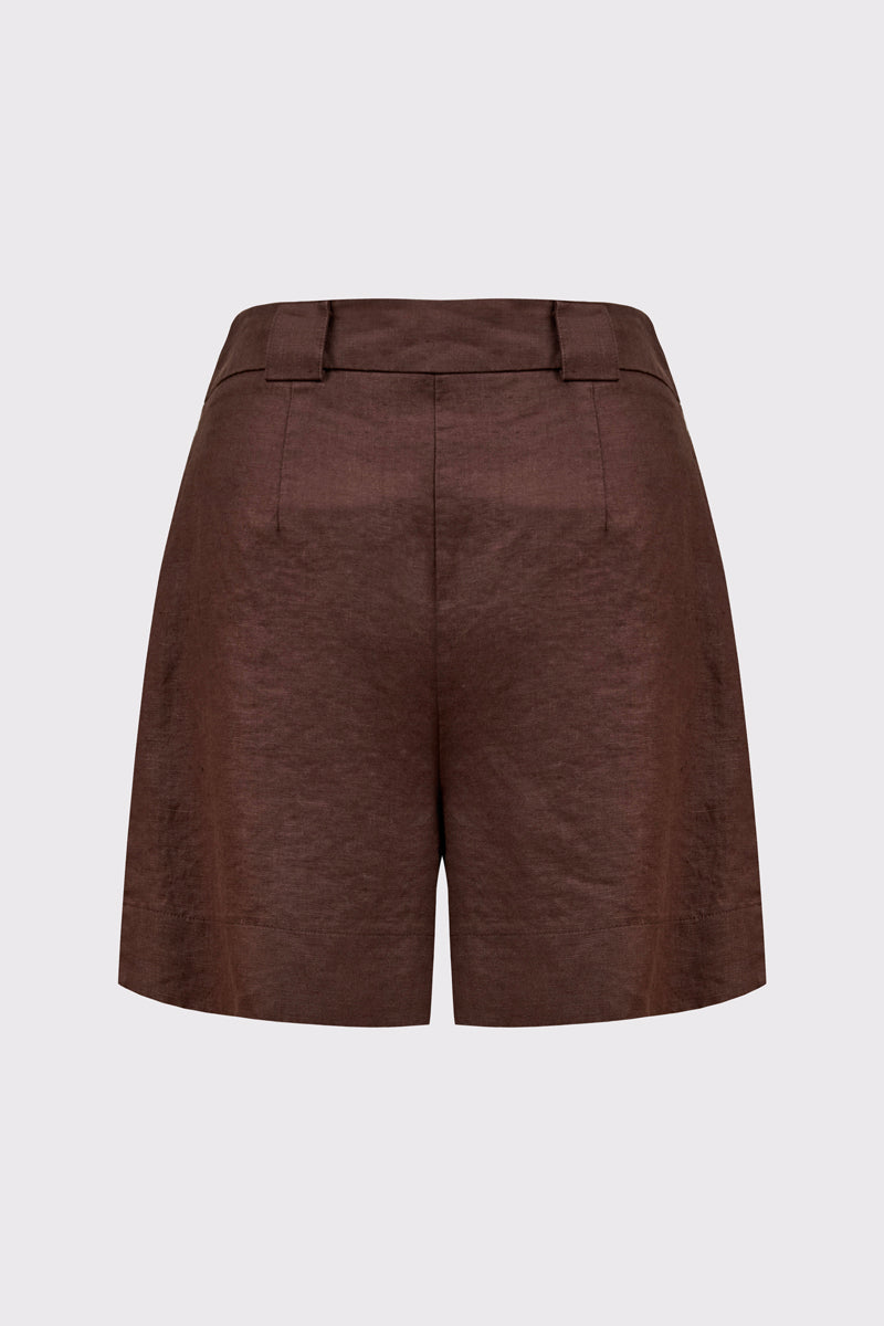 Shorts aus reinem Leinen mit Bundfalten