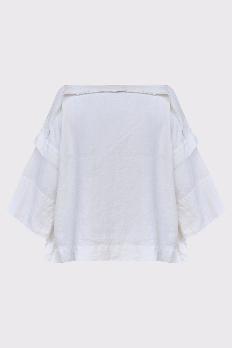 Bluse aus Lycra mit weitem Ausschnitt und Goldprint (DOB Bluse)