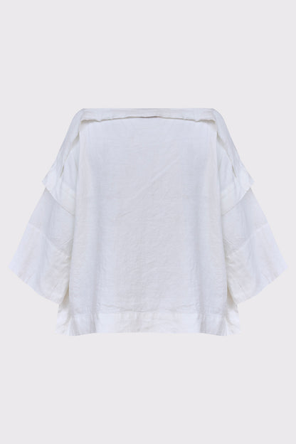 Bluse aus Lycra mit weitem Ausschnitt und Goldprint (DOB Bluse)